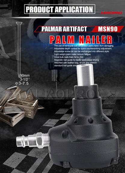 AEROPRO Air Palm Nailer Pneumatic Mini Palm Nailer Palm Hammer Ergonomic Lightweight Impact Nails For Wood Working Nail Gun