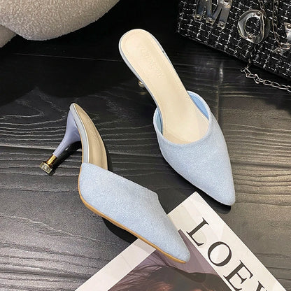 New Women's Slippers High Heel Closed Pointed Toe Shoes Sexy Ladies Heeled Sandals for Women