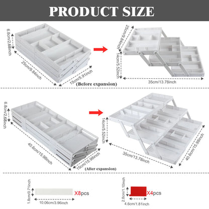2/3 Tier Drawer Organizer Multi Level Collapsible Expandable Desk Organizer Trays for Office Supplies, Kitchen Gadgets Utensils