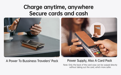 【PD 20W】Portable Power Bank with Wallet Case, 5000mAh Built-in Cable Fast Charging for Phone, USB-C, Slim portable charger