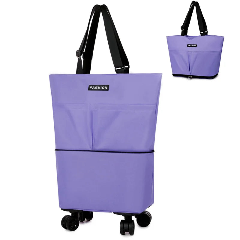 Travel bag, large capacity swivel wheel travel bag, supermarket shopping tote bag, travel luggage storage bag