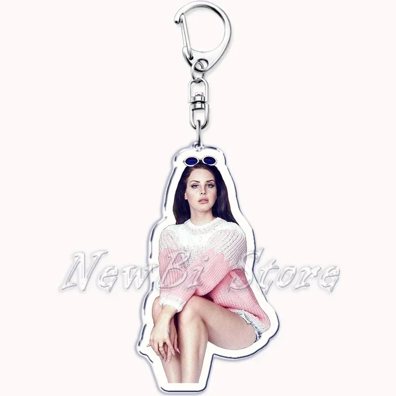 Hot Singer Lana Del Rey Keychain for Accessories Bag Pendant Born To Die Ultraviolence Key Chain Ring Keyring Jewelry Fans Gifts