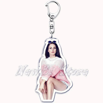 Hot Singer Lana Del Rey Keychain for Accessories Bag Pendant Born To Die Ultraviolence Key Chain Ring Keyring Jewelry Fans Gifts