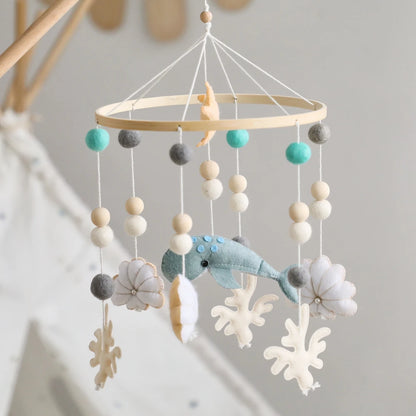 Baby Crib Mobiles Rattle Toy 0-12Months Soft Felt Whale Ball Bed Bell Newborn Music Box Bed Bell Crib Hanging Toys Infant Toys