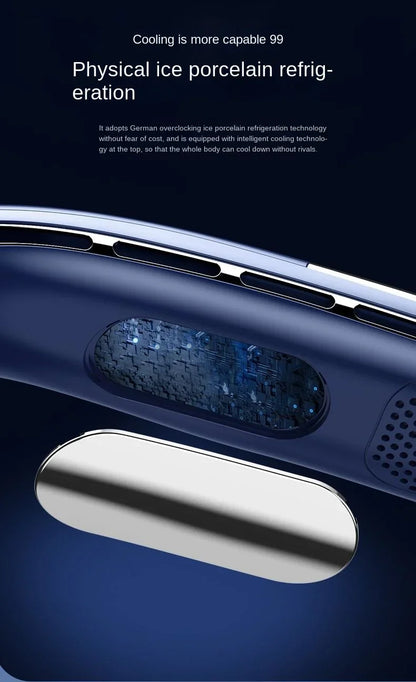 10000mAh Portable Neck Fan Mini Bladeless Silent Neckband Fan USB Rechargeable 3 Speeds Mute Wireless Electric Neck Cooler Fans