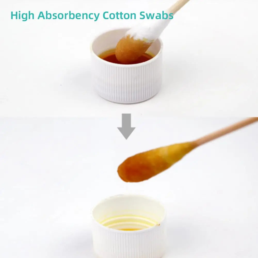 100/300PCS 6 Inch Precision Tips Cotton Swabs - Long Wooden Stick Cotton Buds Pointed Cotton Swabs With Case - Cotton