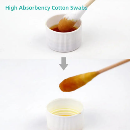 100/300PCS 6 Inch Precision Tips Cotton Swabs - Long Wooden Stick Cotton Buds Pointed Cotton Swabs With Case - Cotton