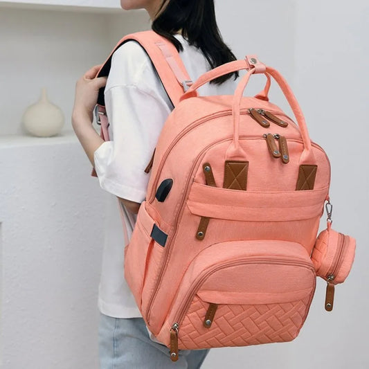 Diaper Bag Backpack Baby Essentials Travel ToteWaterproof with Multi-function Changing Station Pad Stroller Straps Big Mommy Bag