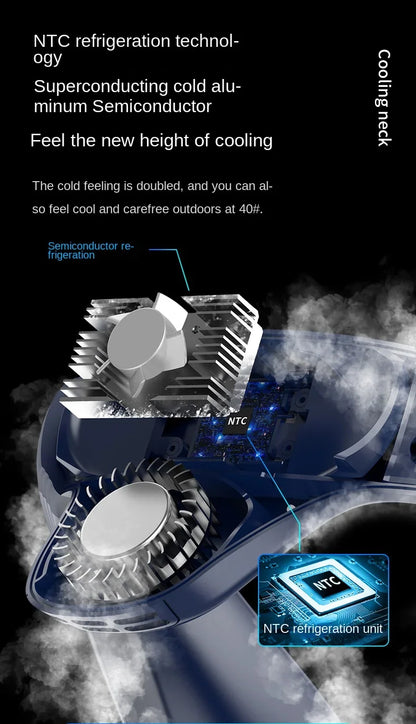 New Neck Air Conditioner Portable Neck Fan Rechargeable Semiconductor Cooling Bladeless Fan Outdoor Personal Fan Wearable Cooler