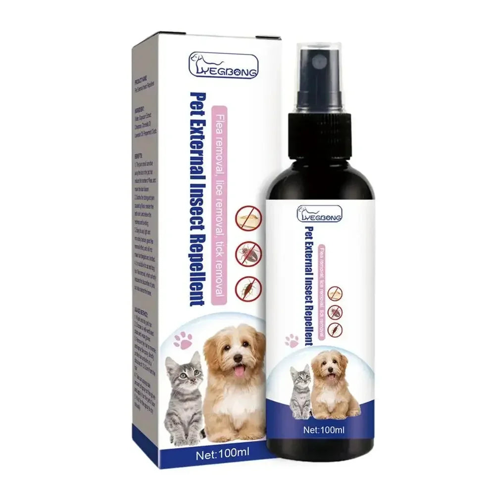 Pet Dog Cat Anti Flea Drops 100ml Insectcide Flea Lice Remover Spray Insect Repellent Soothing Home and Cats Dogs Prevent Ticks