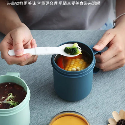 500ML Portable Breakfast Cups Oatmeal Cereal Nut Yogurt Salad Cup with Lid Spoon School Lunch Box Microwave for Kitchen Tools