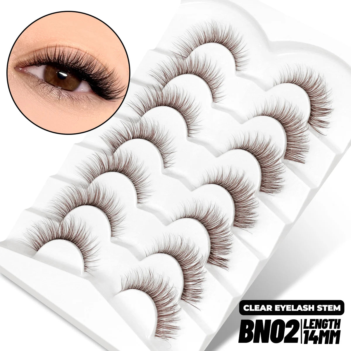 GROINNEYA Lashes 5/7 Pairs Wispy Mink Lashes Invisible Band Eyeashes Look Like Extensions Strip Lashes Natural Look Soft Fluffy