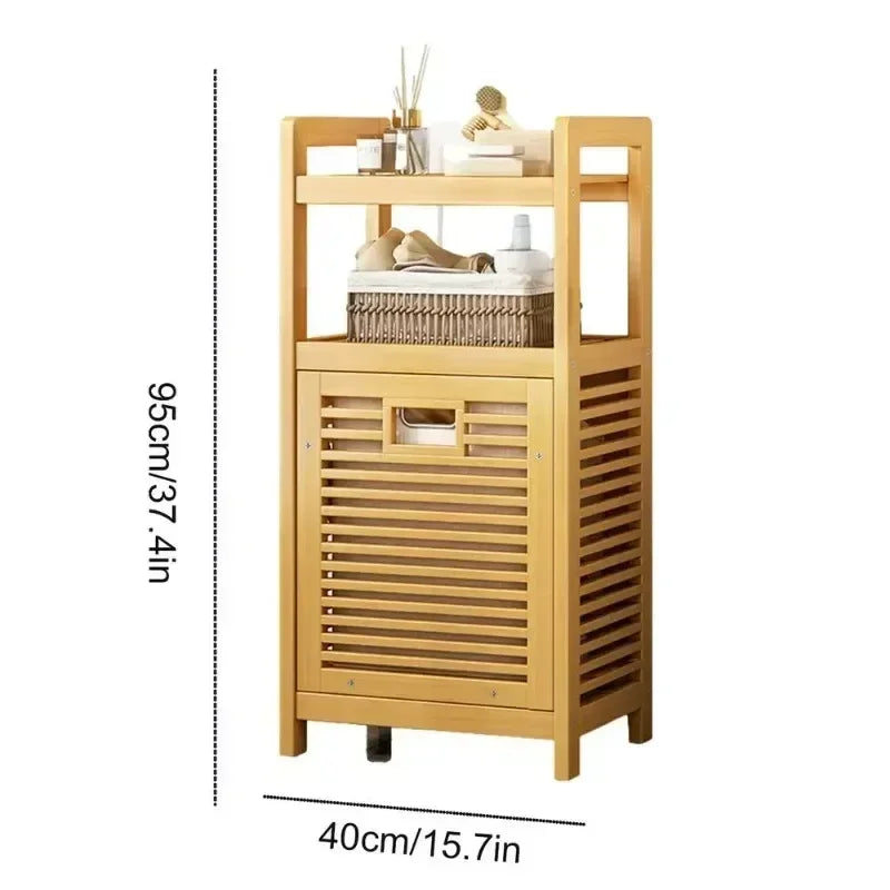 Dirty Clothes Basket Wood Vine Weaving Laundry Hamper Multi-function Bathroom Rack Large Capacity Laundry Baskets Storage Rack