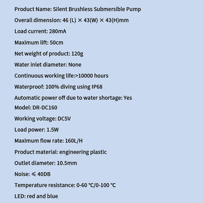 Water Pump LED Light Pet Cat Water Fountain Motor Replacement For Cat Flowers Drinking Bowl Dispenser Home Pet Dog Accessories