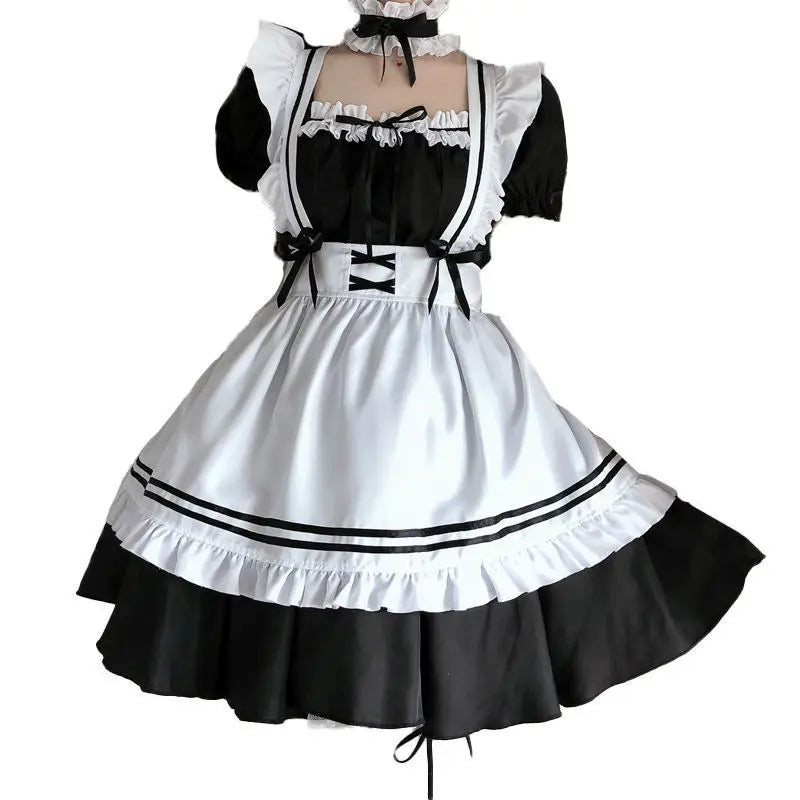 Black White Lolita Maid Girls Women Lovely Cosplay Costume Outfit Dress Sexy French Apron Servant Uniform Exotic CafeMaid S-4XL