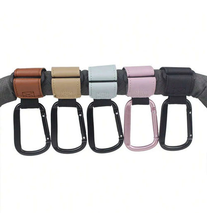 1/2pcs PU Leather Baby Bag Stroller Hook Pram Cart Organizer 360 Degree Rotatable Hook High-quality Crochet Stroller Accessories