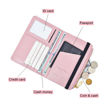 RFID Blocking Passport Wallets Zipper Waterproof Wallet  Hand holder Anti-Theft Cell Phone Purse Travel Accessories