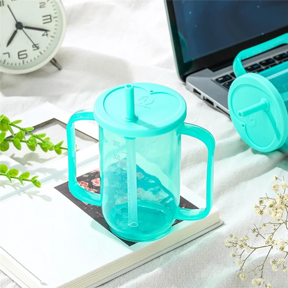 ABKW-3 Pcs 12 Oz Plastic Sippy Cups For Adults , Spill Proof Cups For Elderly  Disabled Dysphagia Patients