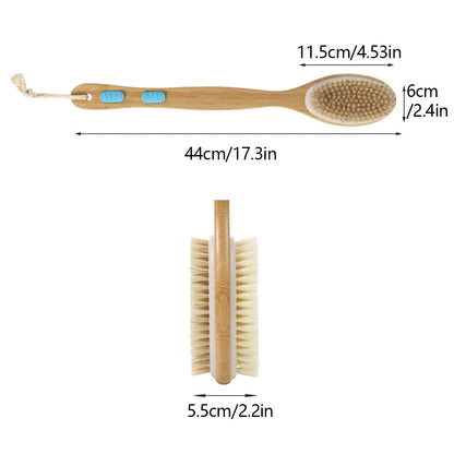 Double-sided Shower Bath Body Brush Skin Care Long Handle Soft Bristles Shower Brush Dry Skin Exfoliating Cleaning Tool