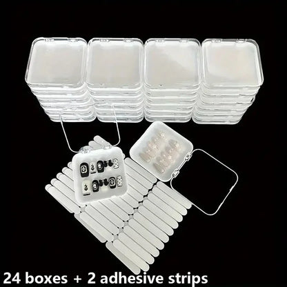 20pcs Press On Nail Packaging Boxes With Double Sided Adhesive Nail Tape Acrylic Press On Nail Storage Box in 4 Colors For Nail