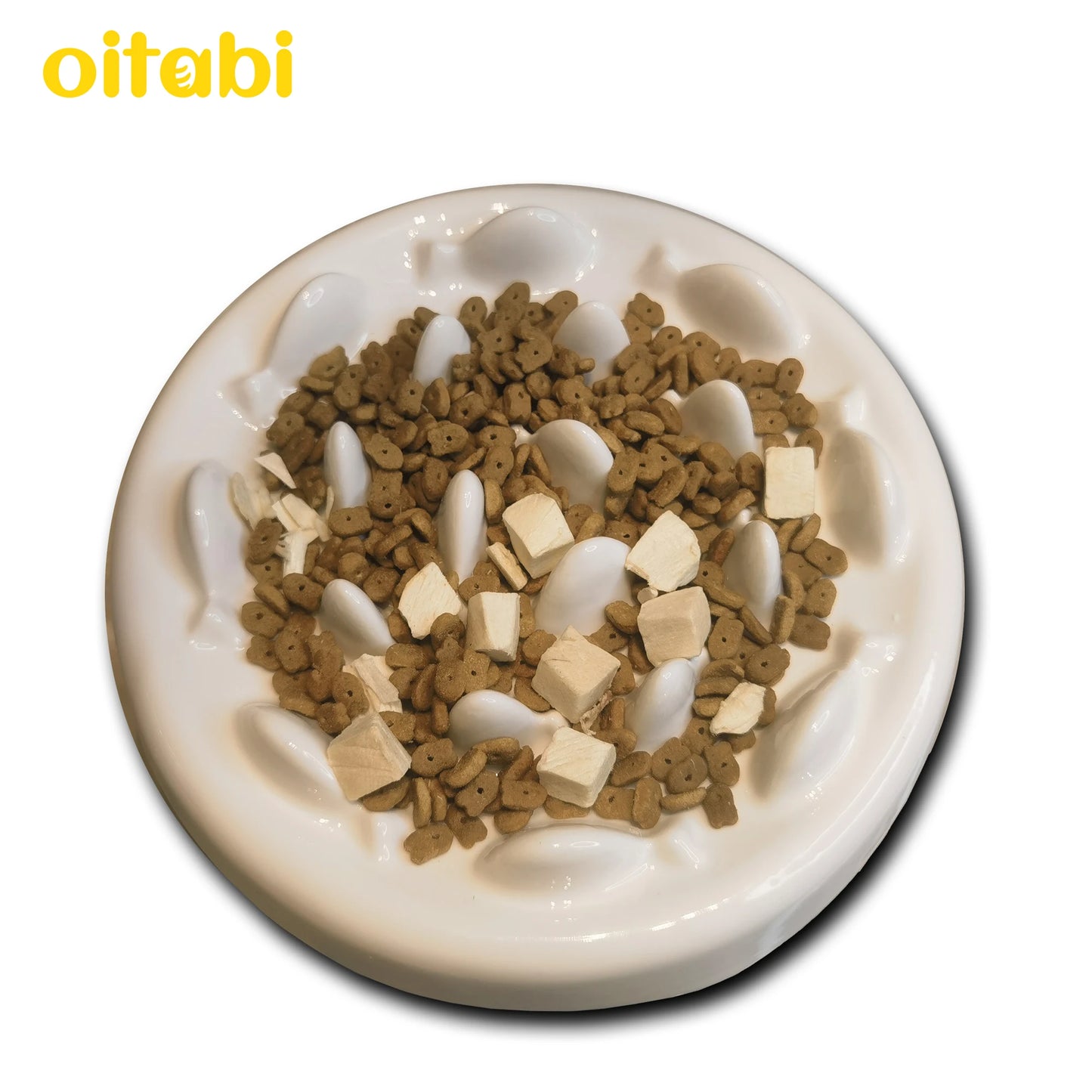 Oitabi Slow Feeder Cat Bowls, Ceramic Cat Slow Bowl Interactive Bloat Stop Slow Feeder Healthy Eating Pet Dog Slow Feeding Bowls