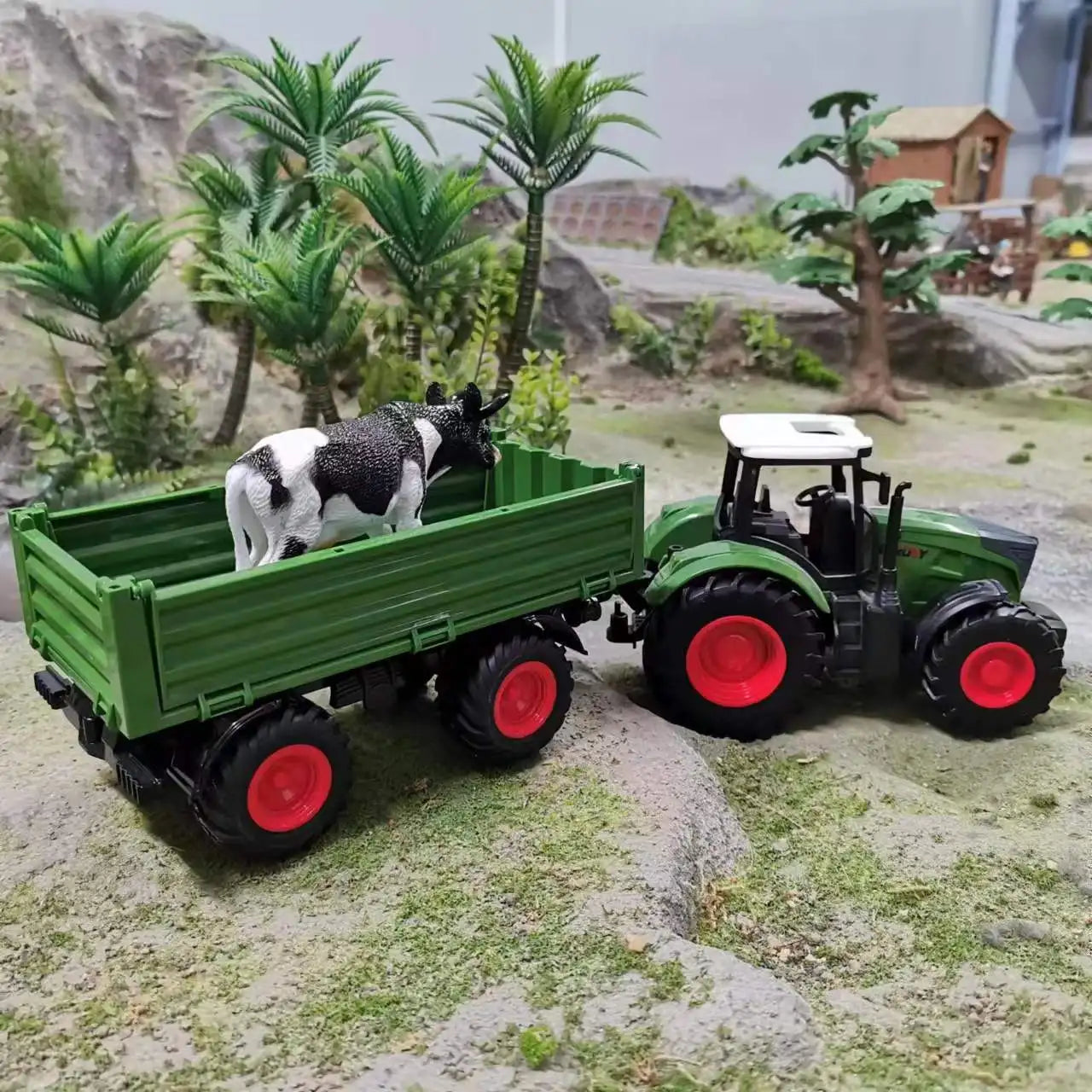 16.5" Big Tractor Toy,Farm Toy,Farm Animals Set,Include Truck Toy and Traile,Fence,Farmer,Animals,Tool,Farm Set for Gift