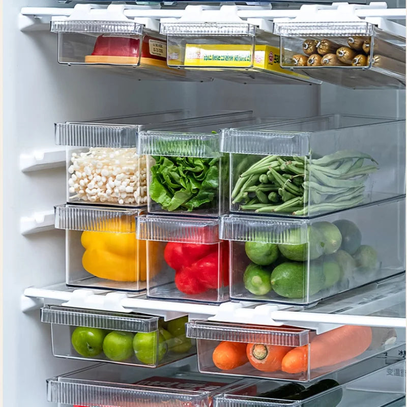 Fridge Organizer Under Shelf Drawer Pull Out Refrigerator Organizer Bin Clear Fridge Storage Container Freezer kitchen Organizer