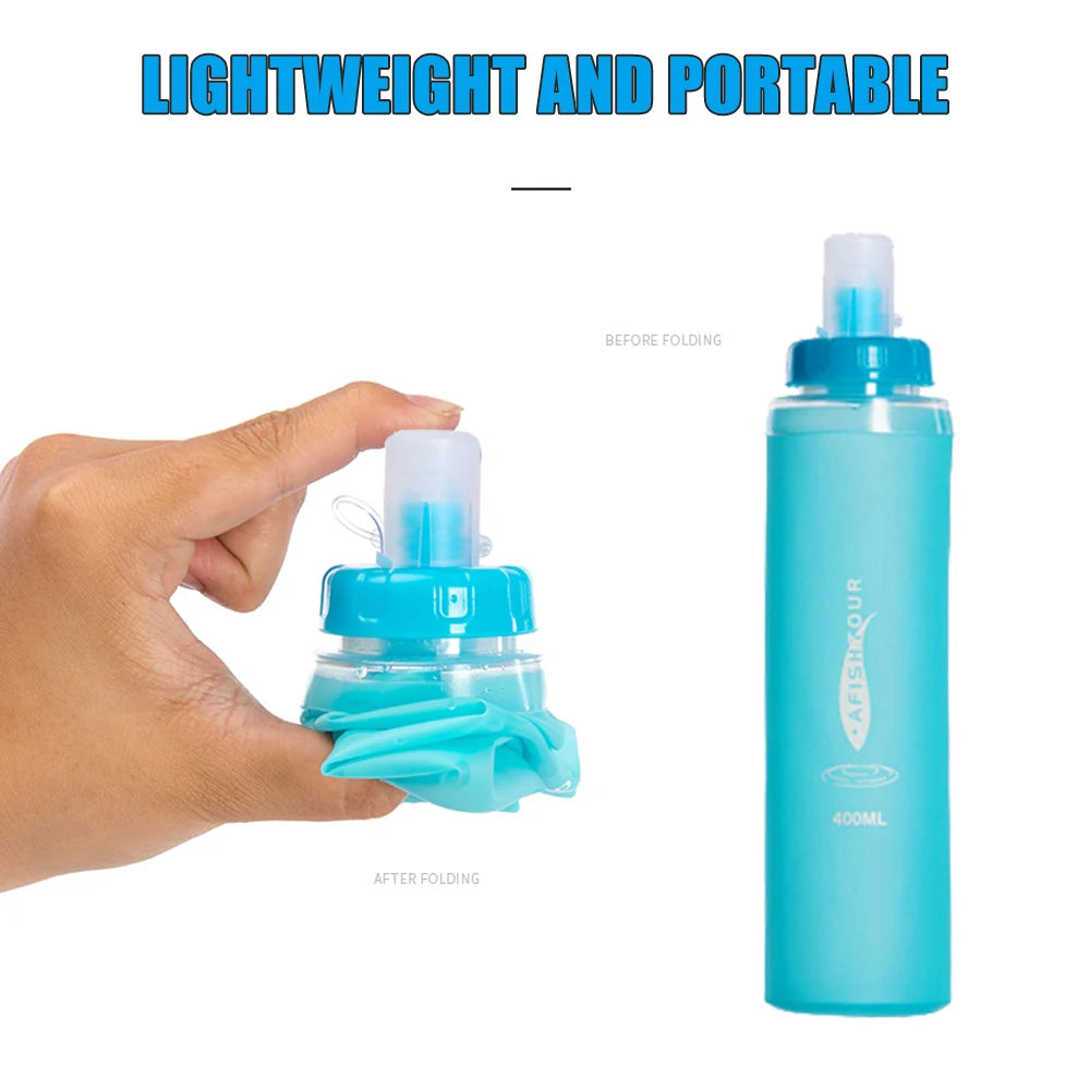 1PCS Soft Flask, Shrink As You Drink Soft Water Bottle for Hydration Pack, Folding Water Bottle Running,Hiking,Cycling,Climbing