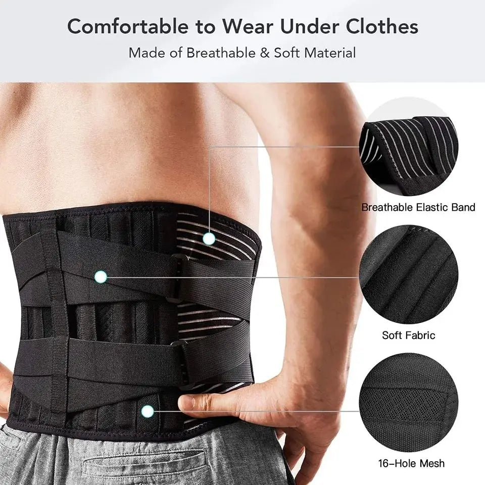 Lower Back Brace Lumbar Support Belt Adjustable Double Pull Breathable Spine Decompression Medical Orthopedic Brace Pain Relief