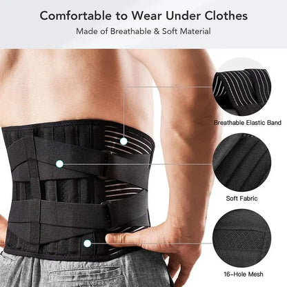 Lower Back Brace Lumbar Support Belt Adjustable Double Pull Breathable Spine Decompression Medical Orthopedic Brace Pain Relief