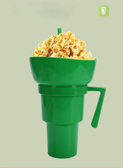 2-in-1 Silicone Beverage Cola Cup With Snack Tray Bowl Straw for Popcorn and Snacks at Cinemas Dropshipping Sourcing Wholesale