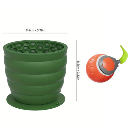 Slow Feeder Silicone Dog Bowl with Suction Cup Non-slip Anti distraction Design Healthy Pet Bowl for Small and Medium Breeds