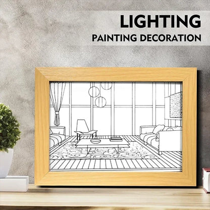Decorative LED Night Light Painting USB Plug Dimming Wall Artwork Table Lamp Gift Indoor Sunlight Window Photo Night Luminous
