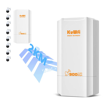 KuWFi 900Mbps Outdoor Wifi Repeater 5.8G Wireless Bridge Wifi CPE Bridge Long Range Extender AP Access Point 2KM Wifi Coverage