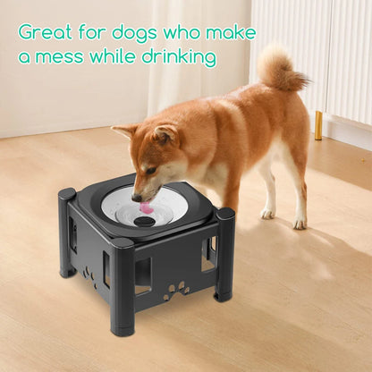 Height Adjustable Dog Bowls No Spill Raised Pet Elevated Water Bowl Non-Slip Puppy Cat Slow Water Feeder 2.2L/75oz