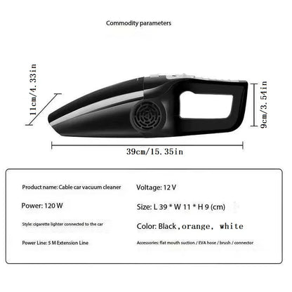 Wired handheld car vacuum cleaner, high suction portable car vacuum cleaner, suitable for light cleaning in cars/offices/homes