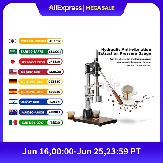 ITOP 1-16 Bar Hand-pressed Coffee Machine Manual Espresso Commercial Home Extraction Variable Pressure Lever Coffee Maker