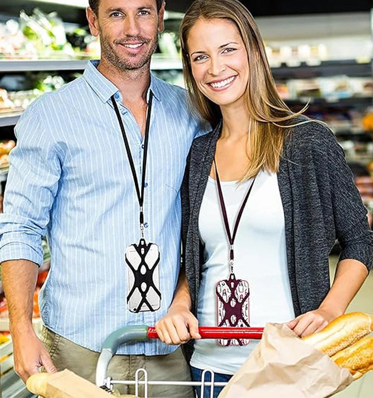 Phone Lanyards for Around the Neck, 2 in 1 Phone Strap with Silicone Phone Holder and Patch For iPhone and Most Cell Phones