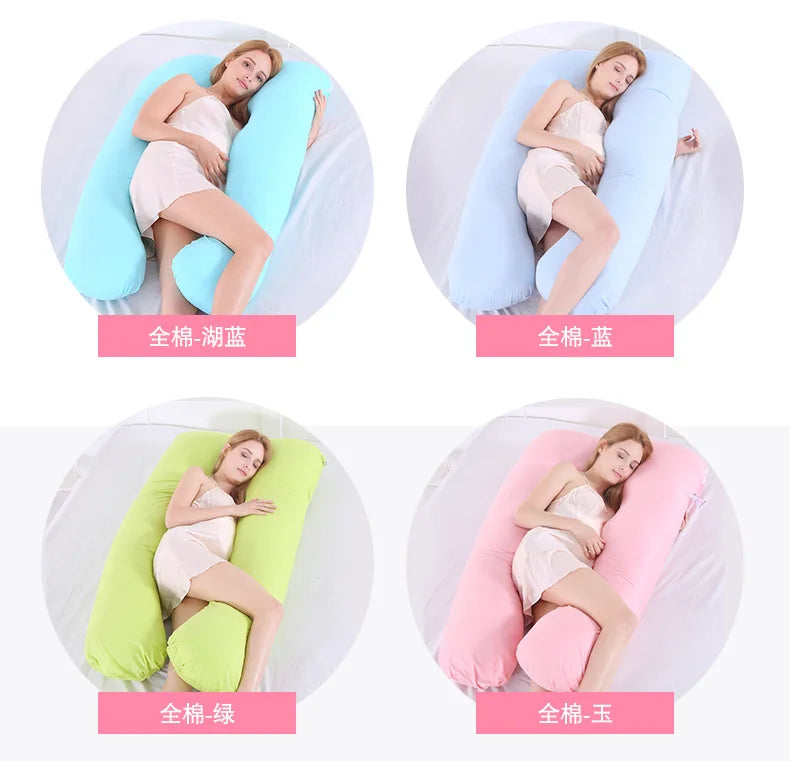 Materbity Pillow for Women Cotton Color Matching Removable Washable U-shaped Waist Support Cushion Pillow Maternity Body Pillow