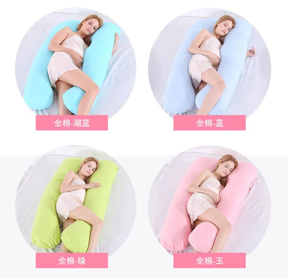 Materbity Pillow for Women Cotton Color Matching Removable Washable U-shaped Waist Support Cushion Pillow Maternity Body Pillow