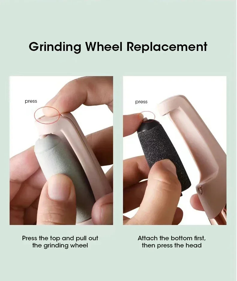 NEW USB Electric Dead Skin Pedicure Automatic Foot Grinder Rechargeable Roller Feet Pedicure Tool with 2 Removable Roller Heads