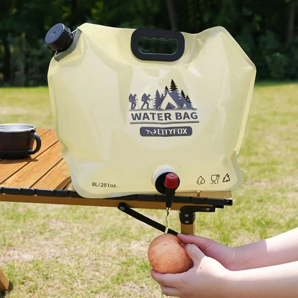 Outdoor Water Storage Bag 8L With Faucet Valve Travel Camping Food Grade Large Capacity Portable Foldable Plastic Water Bag