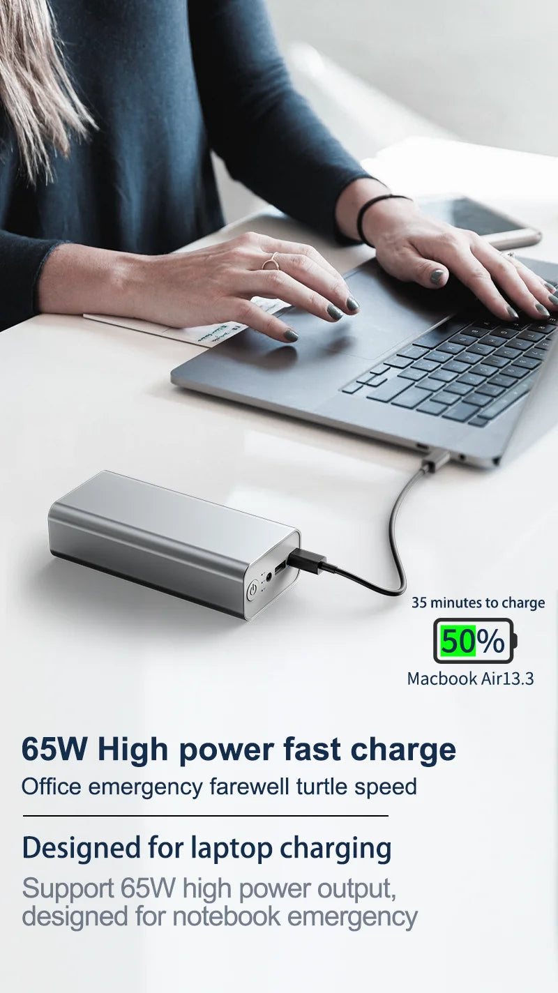 Powerful Mini 12V DC Output 65W Powerbank PD Charger 30000mAh Fast Charging Emergency Laptop Portable Power Banks Power Station