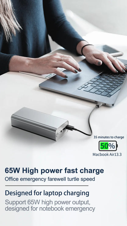 Powerful Mini 12V DC Output 65W Powerbank PD Charger 30000mAh Fast Charging Emergency Laptop Portable Power Banks Power Station