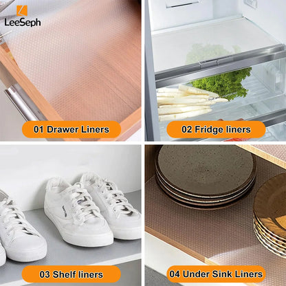 Leeseph Shelf Liner, Reusable Drawer Mat Non-Adhesive Cupboard Protector, Non-Slip Washable Waterproof Oilproof Pad Protectors