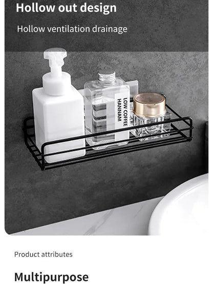 Bathroom Storage Rack Kitchen Organizer Shelf Black Shelves Corner Frame Iron Shower Punch Free Mounted Caddy Rack