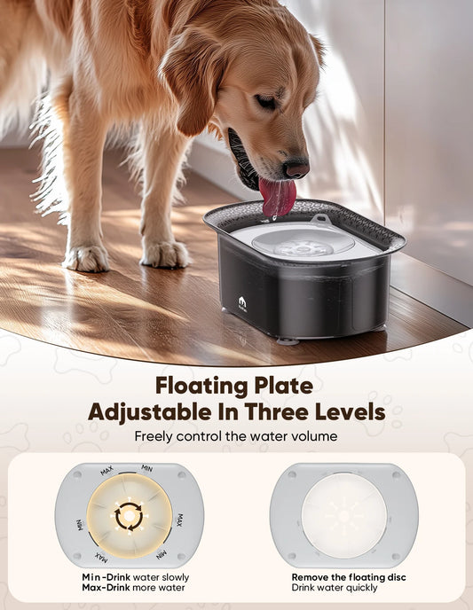 PETPATH No Spill Dog Water Bowl 2.2L (75oz) Large Capacity Anti-Splash Design – Reduces Refill Frequency for All Dogs