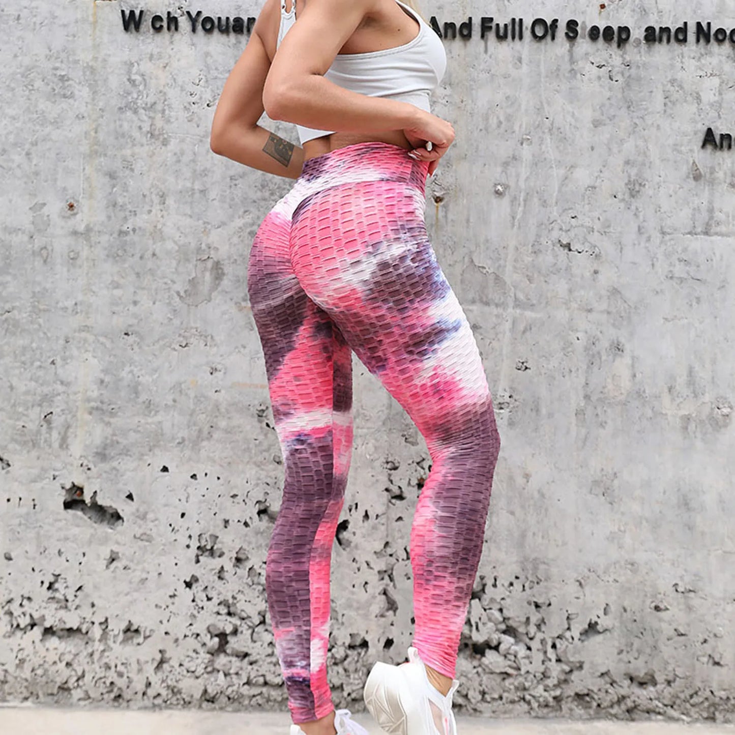 Yoga Pants Tie Dye Seamless Leggings Push Up Women Sports Fitness Contour Yoga Running Pants Elastic Nylon Tights Legging