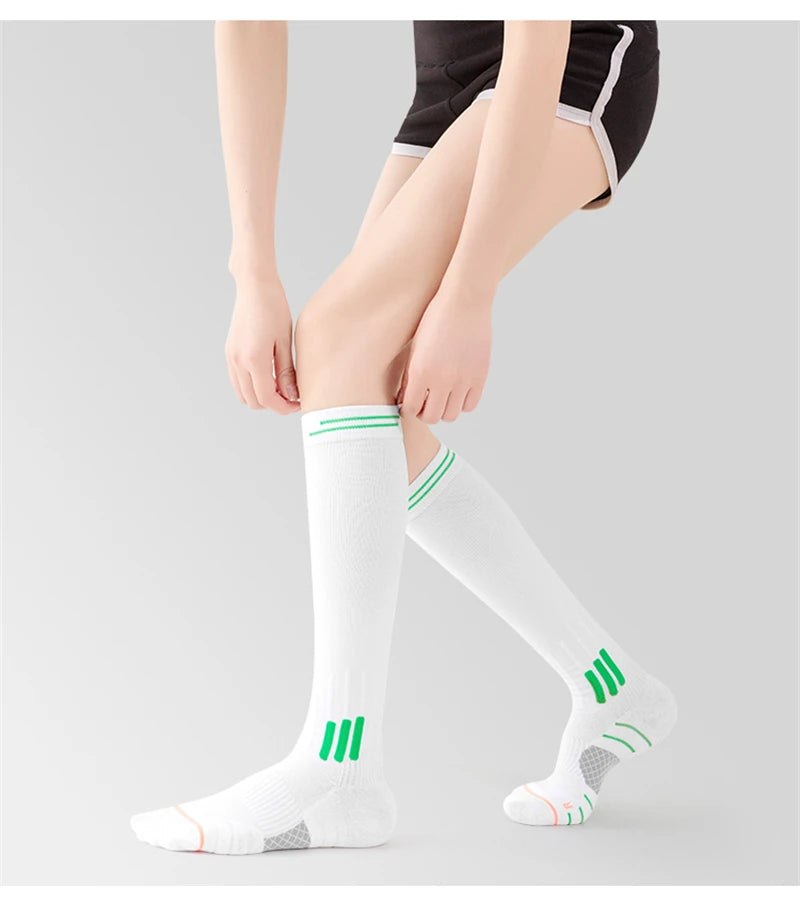 SPORT'S HOUSE Spring and summer long women's pressure socks Towel bottom non-slip high elastic compression sports socks