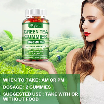 Green Tea Fat Gummies - Burn and Suppress Fat, Control Appetite, Weight, Intestinal Health